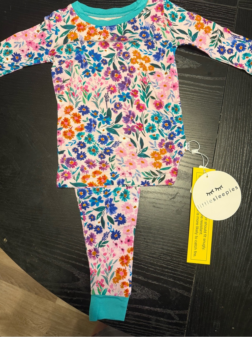 Little Sleepies Floral Pink Teal Long Sleeve Pajama Set